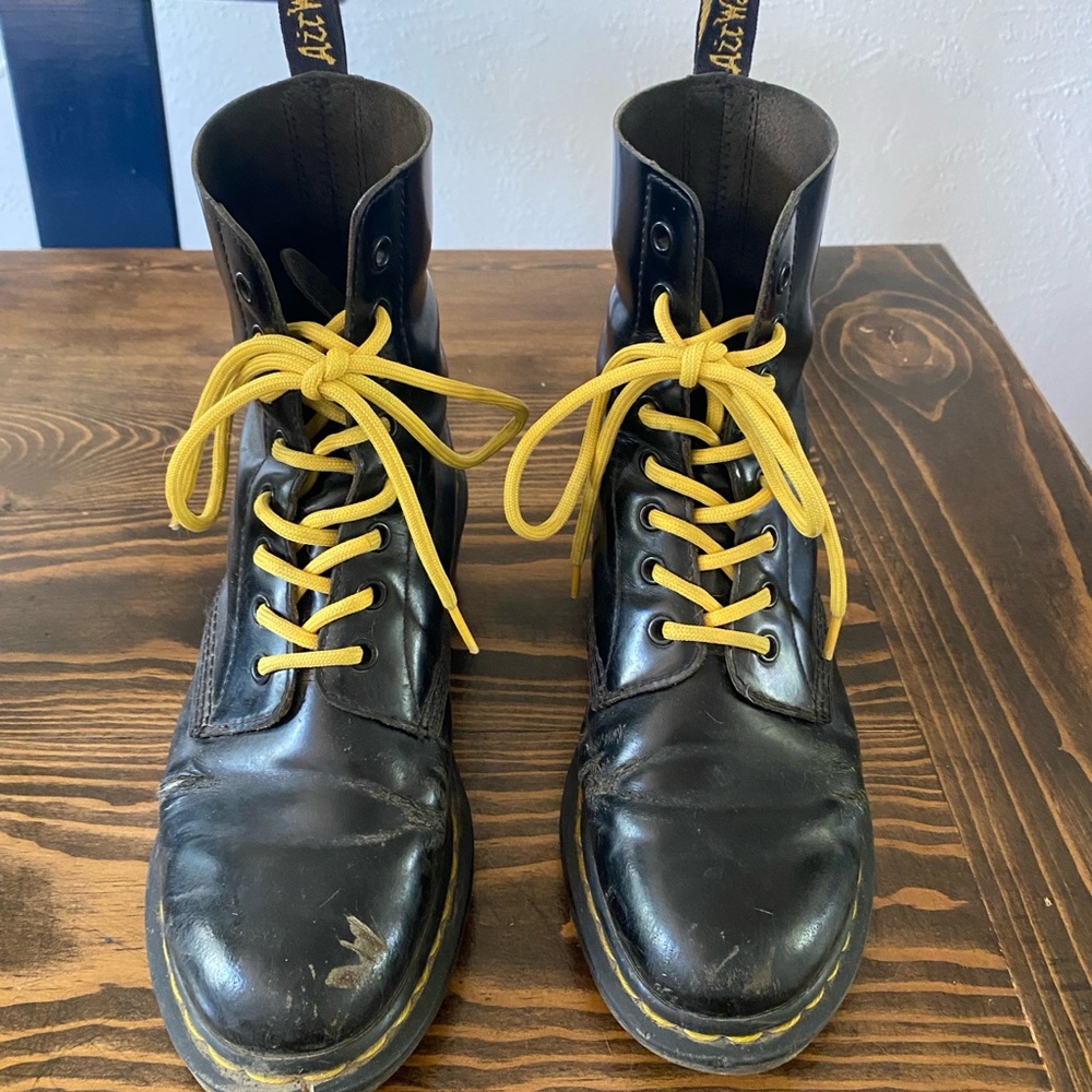 Dr. Martens Black Boots with Yellow Laces